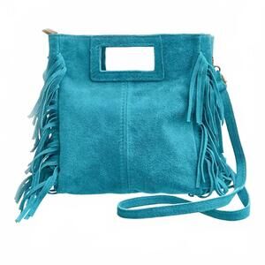 NEW DEBBIE KATZ women's crissy fringed bag in turquoise